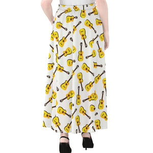 Acoustic Guitar Pattern Print Chiffon Maxi Skirt