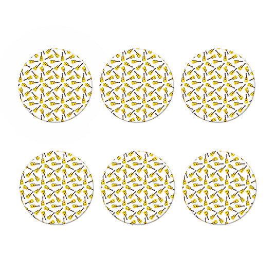 Acoustic Guitar Pattern Print Coaster Set