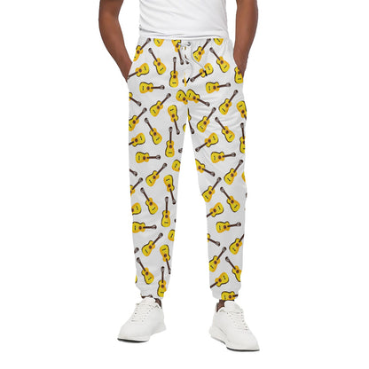 Acoustic Guitar Pattern Print Cotton Pants
