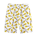 Acoustic Guitar Pattern Print Cotton Shorts