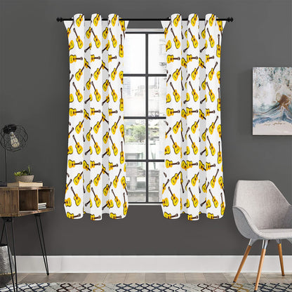 Acoustic Guitar Pattern Print Curtain
