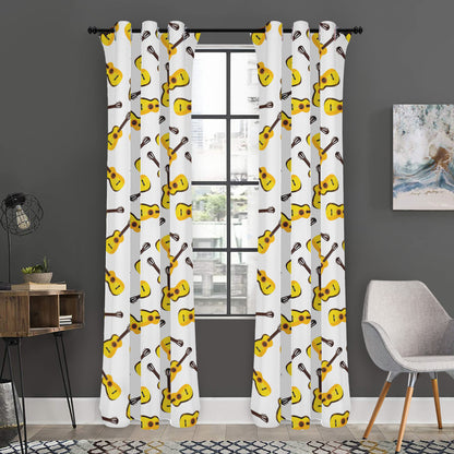 Acoustic Guitar Pattern Print Curtain