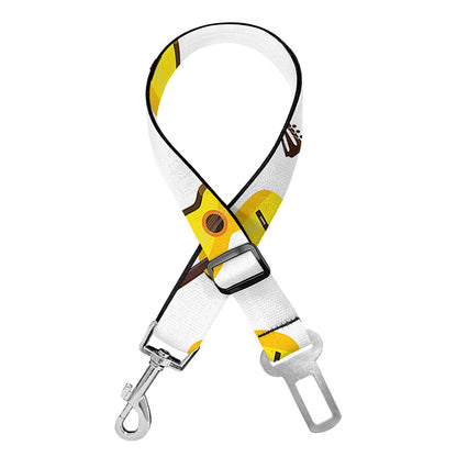 Acoustic Guitar Pattern Print Dog Seat Belt