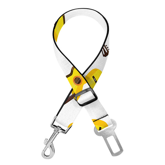 Acoustic Guitar Pattern Print Dog Seat Belt