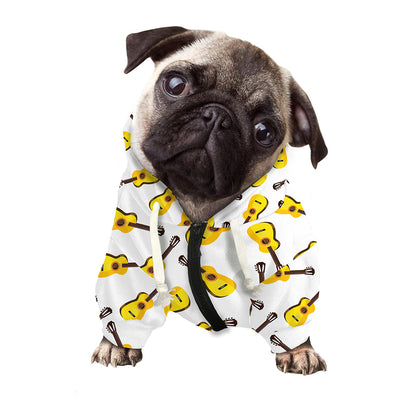 Acoustic Guitar Pattern Print Dog Zip Up Hoodie