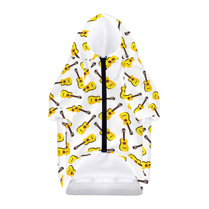 Acoustic Guitar Pattern Print Dog Zip Up Hoodie