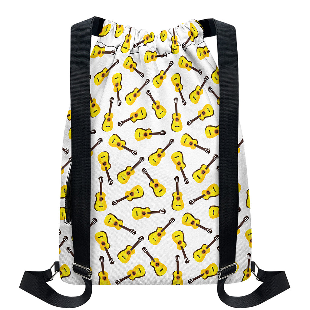 Acoustic Guitar Pattern Print Drawstring Backpack