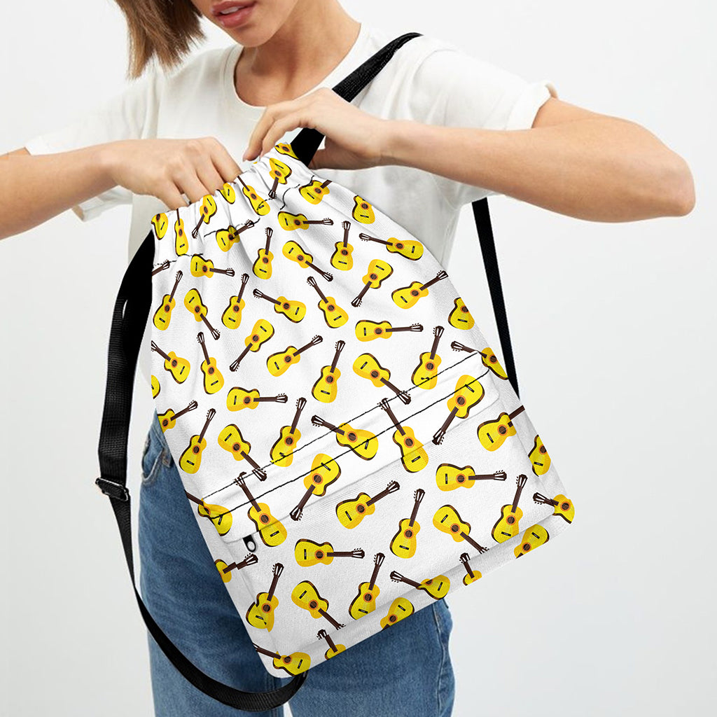 Acoustic Guitar Pattern Print Drawstring Backpack