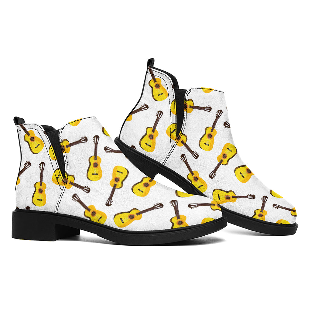 Acoustic Guitar Pattern Print Flat Ankle Boots