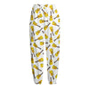 Acoustic Guitar Pattern Print Fleece Lined Knit Pants