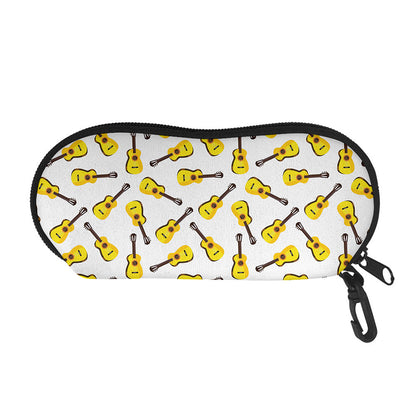 Acoustic Guitar Pattern Print Glasses Case