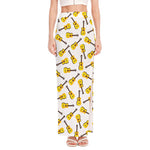 Acoustic Guitar Pattern Print High Slit Maxi Skirt