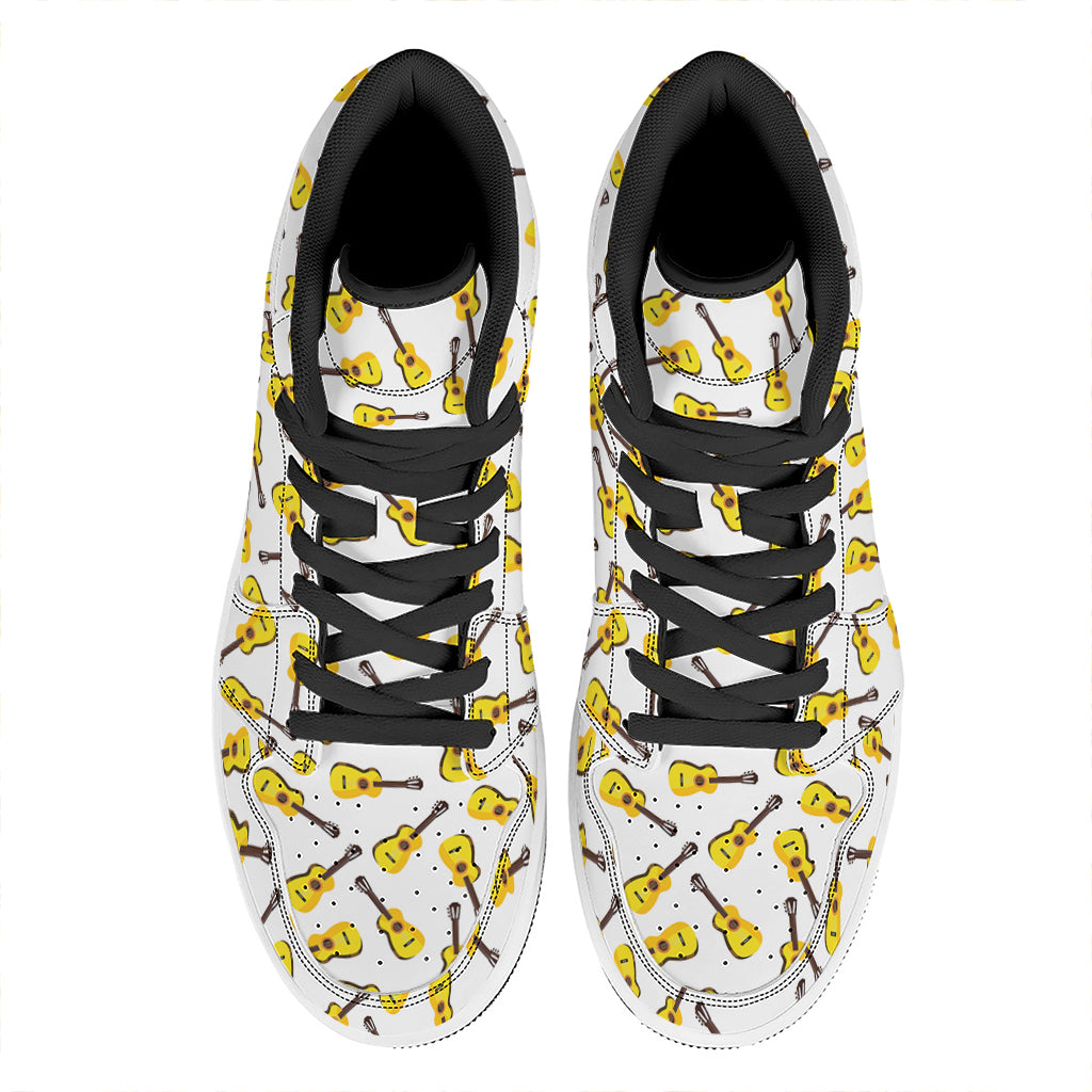 Acoustic Guitar Pattern Print High Top Leather Sneakers