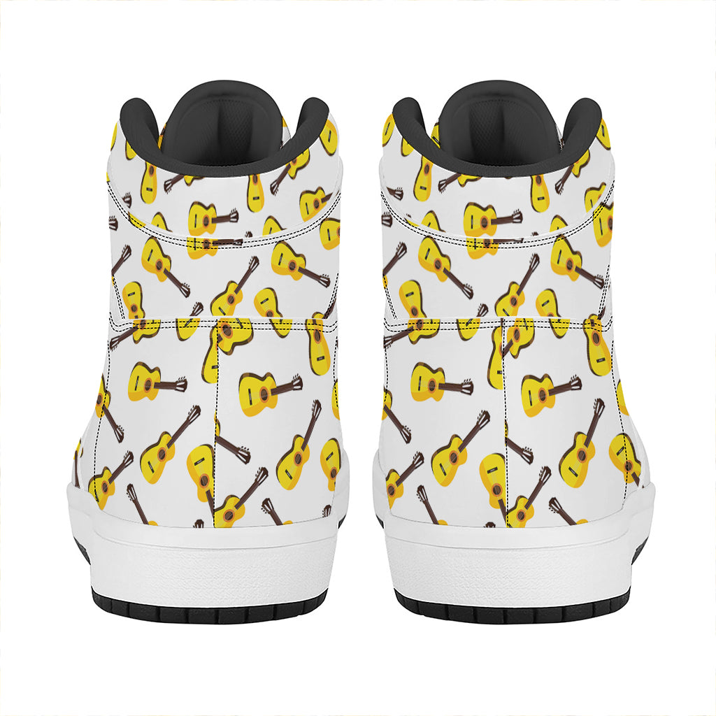 Acoustic Guitar Pattern Print High Top Leather Sneakers