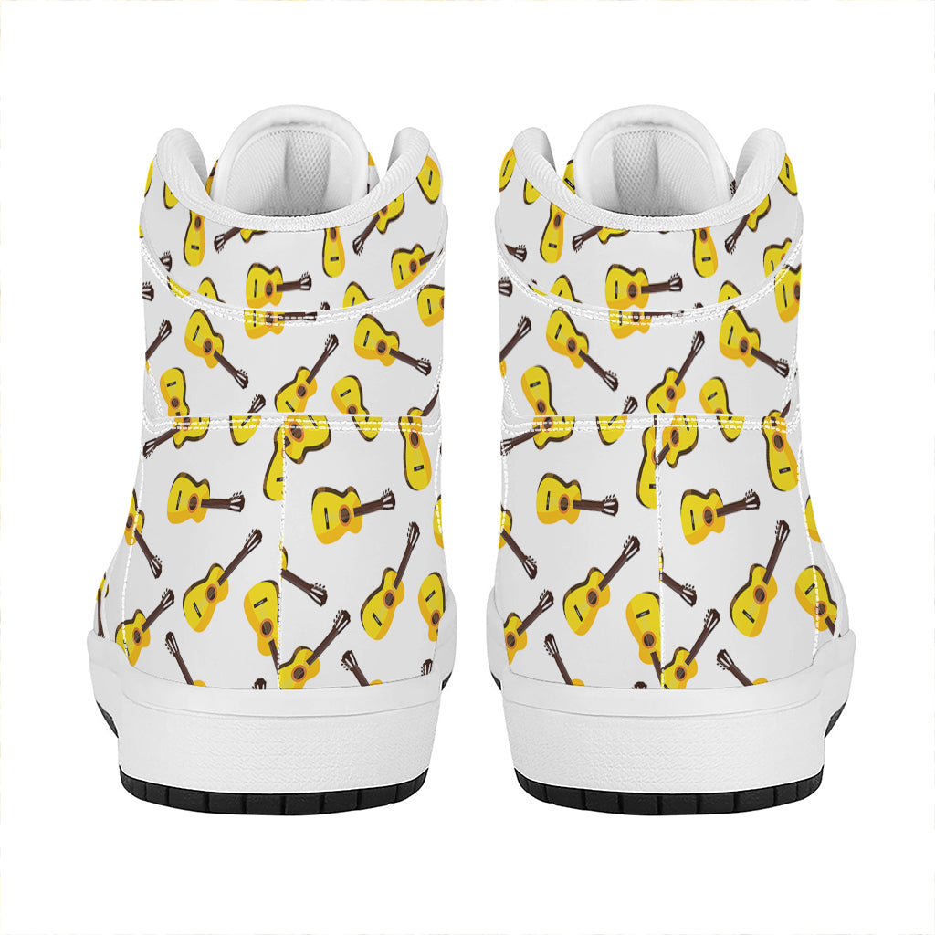 Acoustic Guitar Pattern Print High Top Leather Sneakers