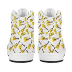 Acoustic Guitar Pattern Print High Top Leather Sneakers