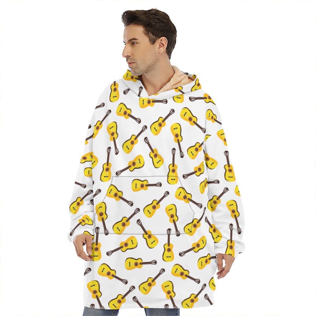 Acoustic Guitar Pattern Print Hoodie Blanket
