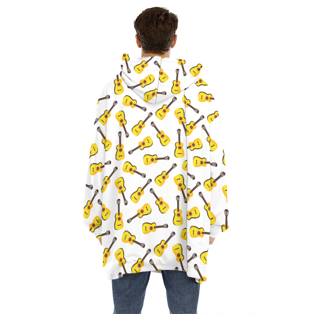 Acoustic Guitar Pattern Print Hoodie Blanket