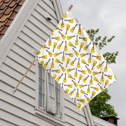 Acoustic Guitar Pattern Print House Flag