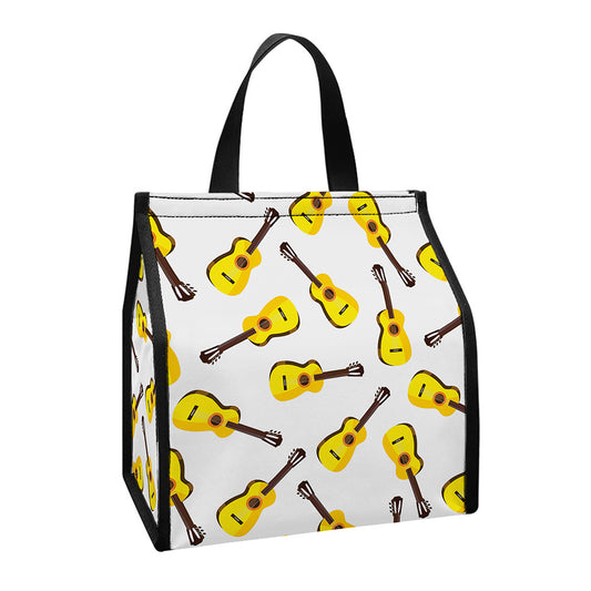 Acoustic Guitar Pattern Print Insulated Lunch Tote