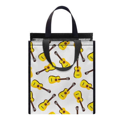 Acoustic Guitar Pattern Print Insulated Lunch Tote
