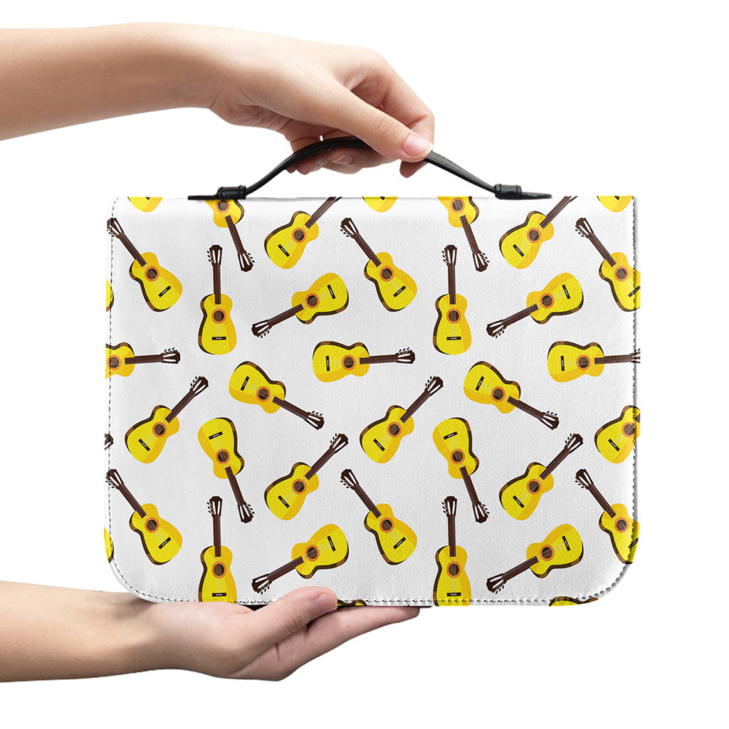 Acoustic Guitar Pattern Print Leather Bible Cover