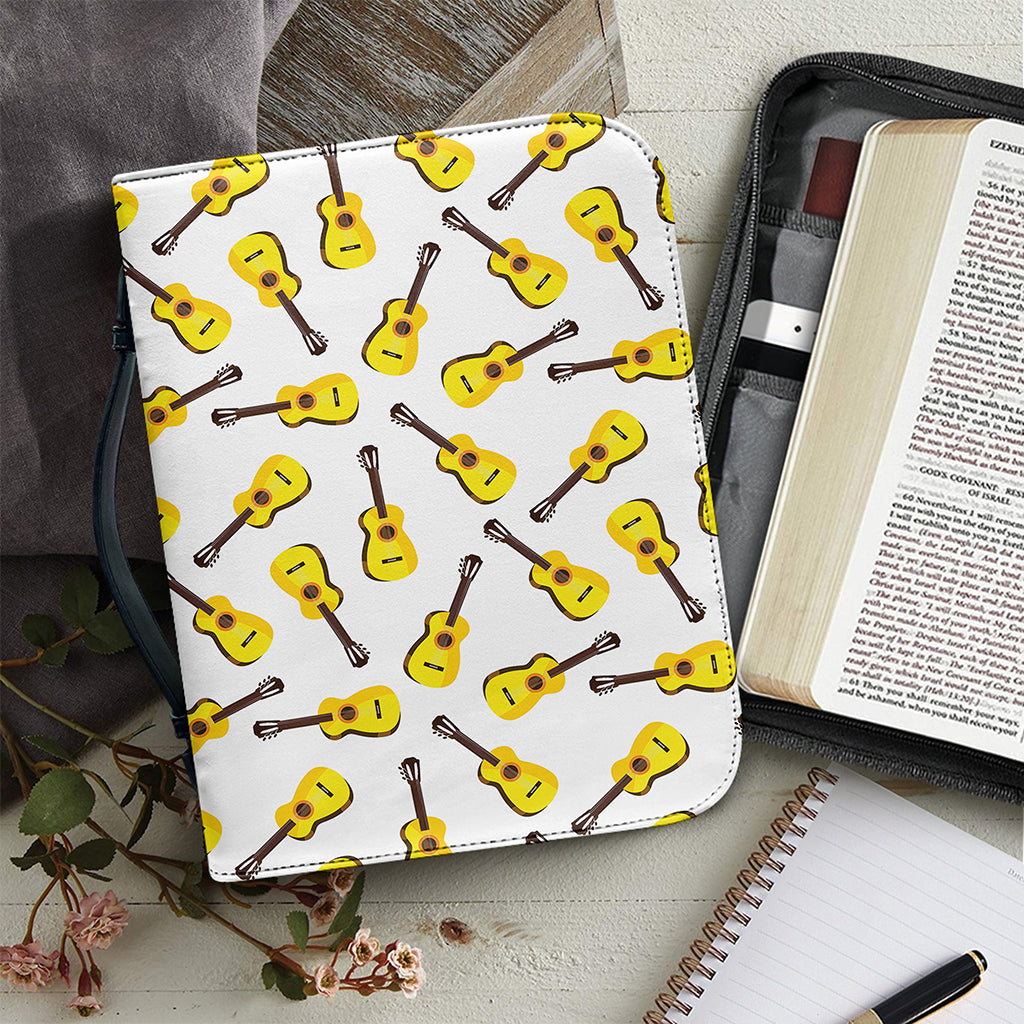 Acoustic Guitar Pattern Print Leather Bible Cover