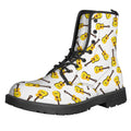 Acoustic Guitar Pattern Print Lace-Up Boots