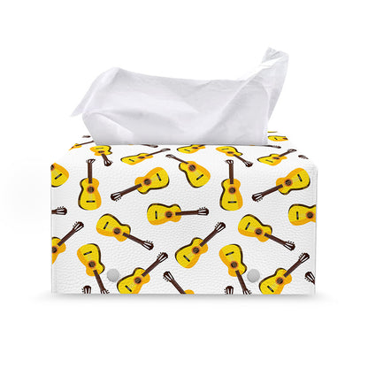 Acoustic Guitar Pattern Print Leather Tissue Box Cover
