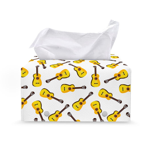Acoustic Guitar Pattern Print Leather Tissue Box Cover