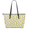 Acoustic Guitar Pattern Print Leather Tote Bag With Zipper