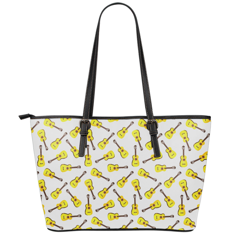 Acoustic Guitar Pattern Print Leather Tote Bag