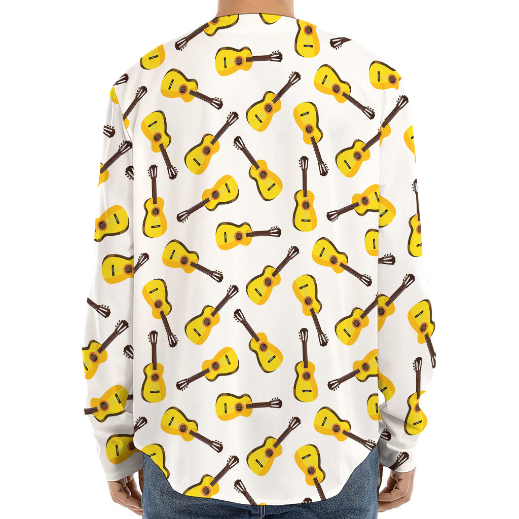 Acoustic Guitar Pattern Print Long Sleeve Baseball Jersey