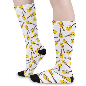 Acoustic Guitar Pattern Print Long Socks