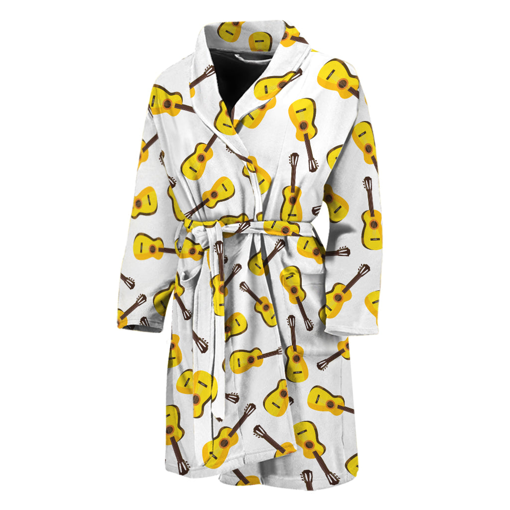 Acoustic Guitar Pattern Print Men's Bathrobe