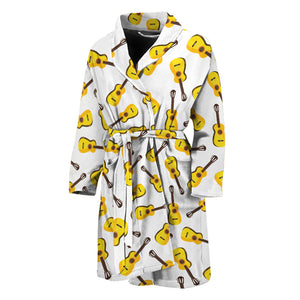 Acoustic Guitar Pattern Print Men's Bathrobe