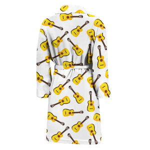 Acoustic Guitar Pattern Print Men's Bathrobe