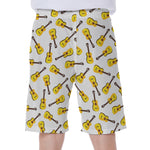 Acoustic Guitar Pattern Print Men's Beach Shorts