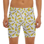 Acoustic Guitar Pattern Print Men's Long Boxer Briefs