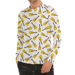 Acoustic Guitar Pattern Print Men's Long Sleeve Rash Guard