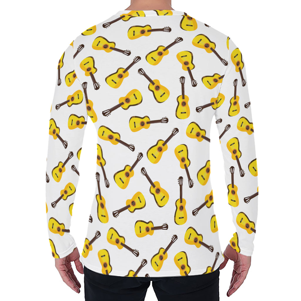 Acoustic Guitar Pattern Print Men's Long Sleeve T-Shirt