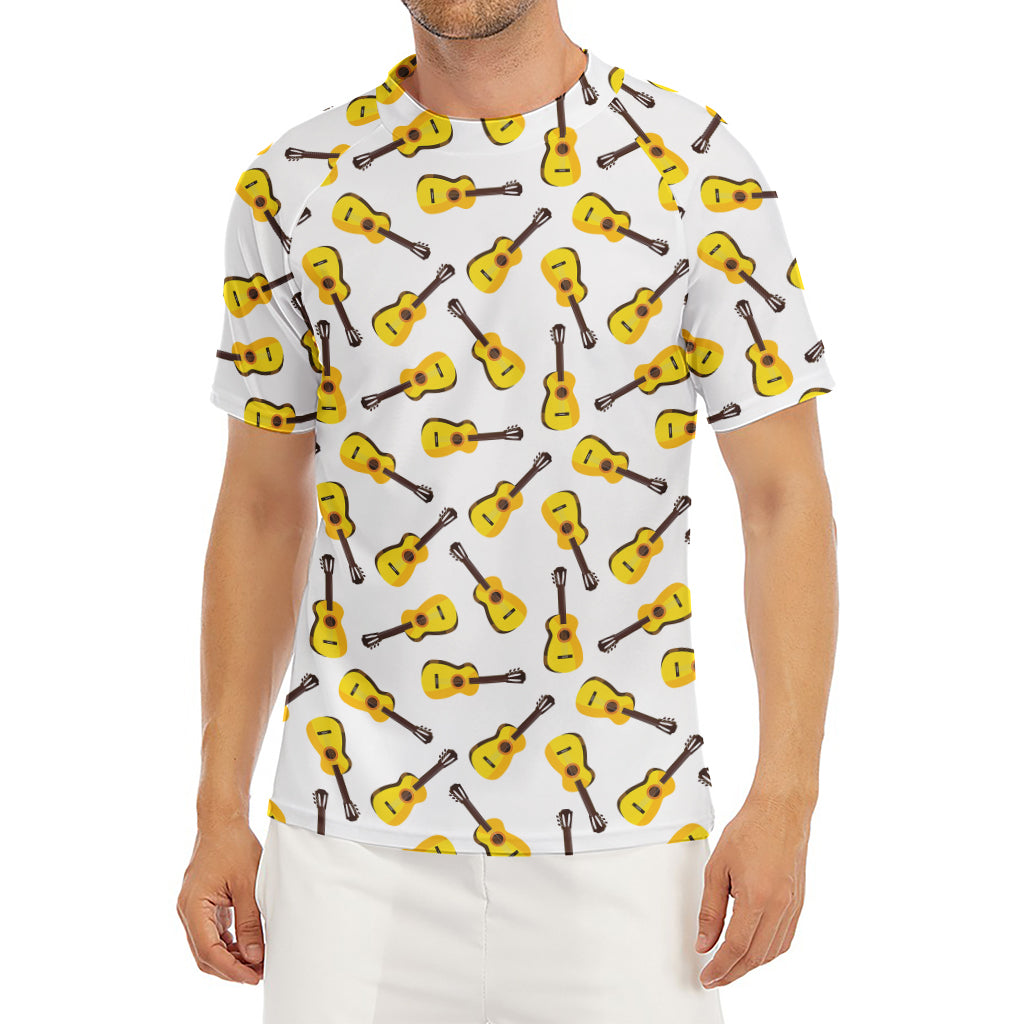 Acoustic Guitar Pattern Print Men's Short Sleeve Rash Guard
