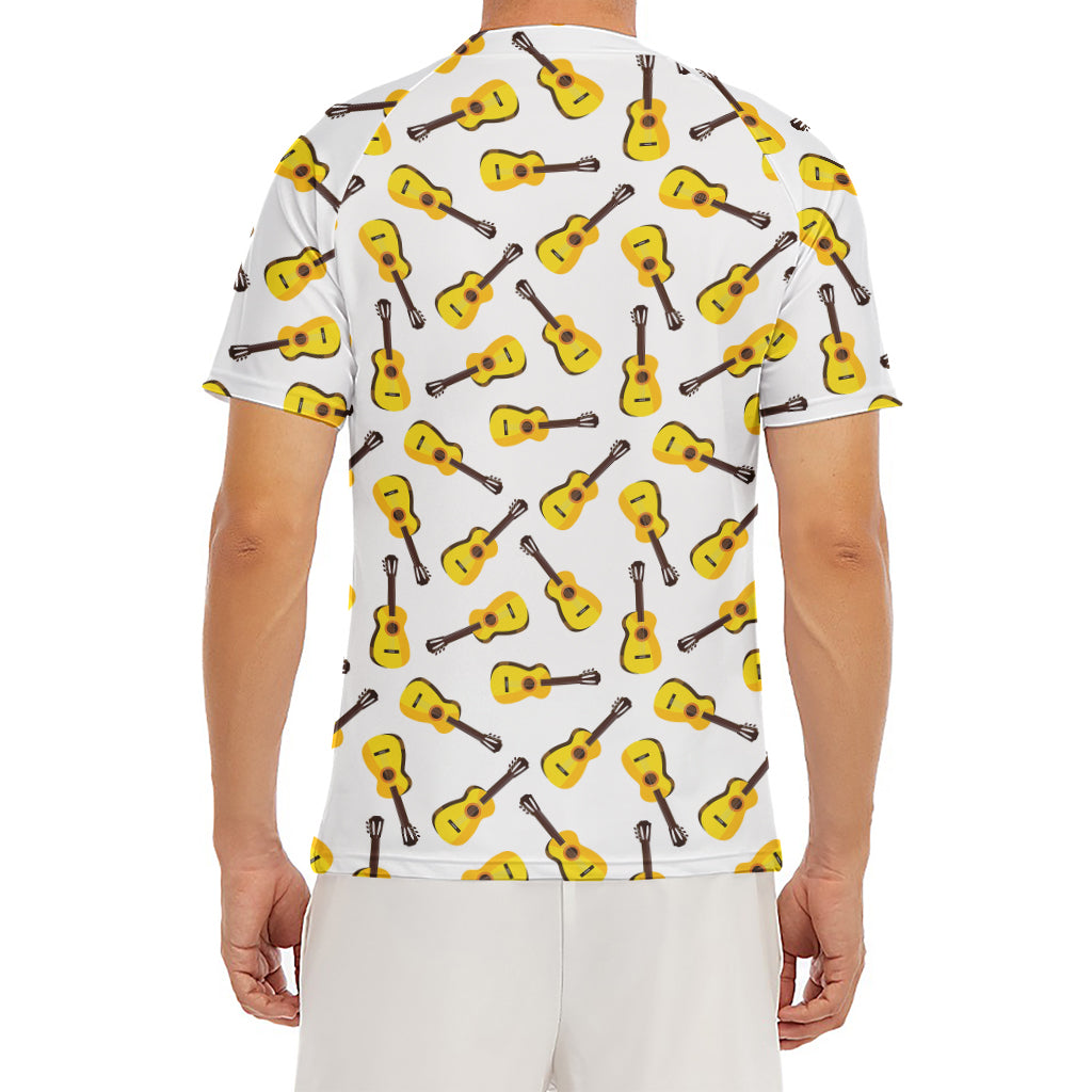 Acoustic Guitar Pattern Print Men's Short Sleeve Rash Guard