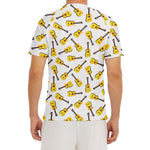 Acoustic Guitar Pattern Print Men's Short Sleeve Rash Guard