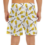 Acoustic Guitar Pattern Print Men's Split Running Shorts