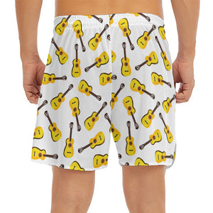 Acoustic Guitar Pattern Print Men's Split Running Shorts