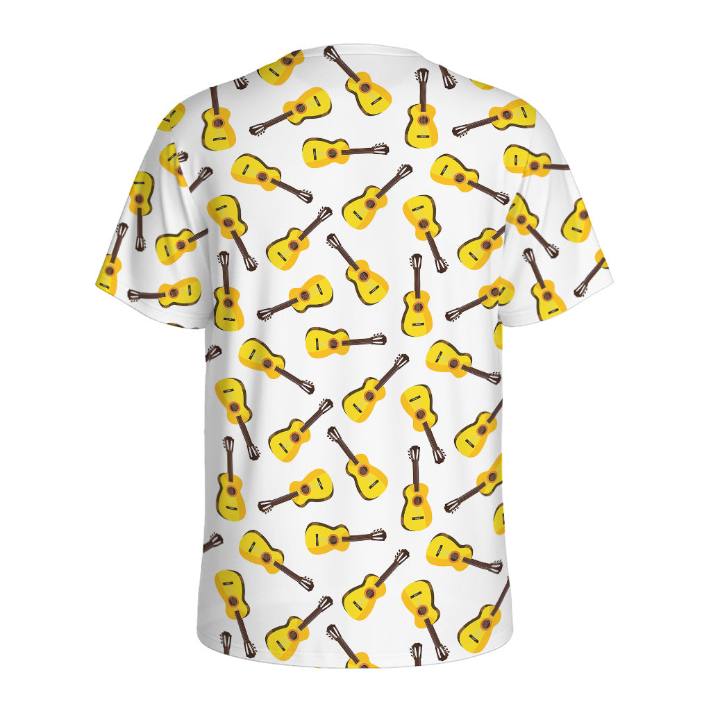 Acoustic Guitar Pattern Print Men's Sports T-Shirt