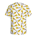 Acoustic Guitar Pattern Print Men's Sports T-Shirt