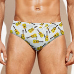 Acoustic Guitar Pattern Print Men's Swim Briefs