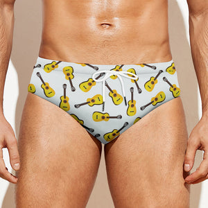 Acoustic Guitar Pattern Print Men's Swim Briefs